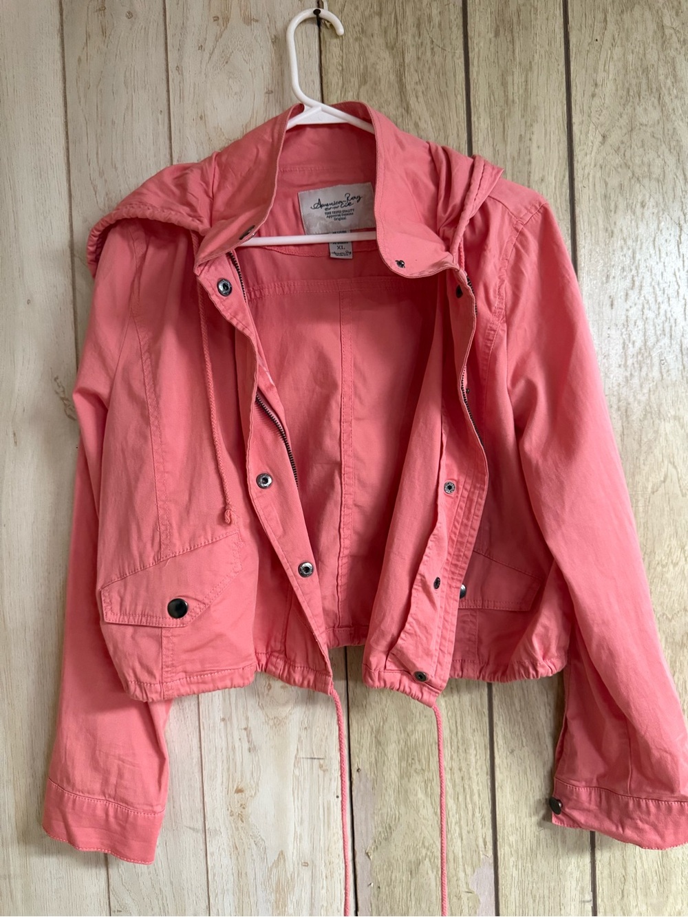 American Rag Coral Pink Hooded Utility Jacket